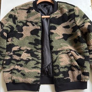 Rock & Republic Camouflage Bomber Jacket Green and Black